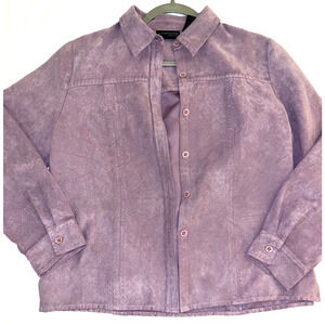 Relativity Faux Suede Women's Lavender Button Up Jacket PM Medium Petite 90s